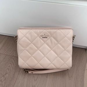 Kate Spade Blush Pink Quilted Gold Chain Crossbody Handbag